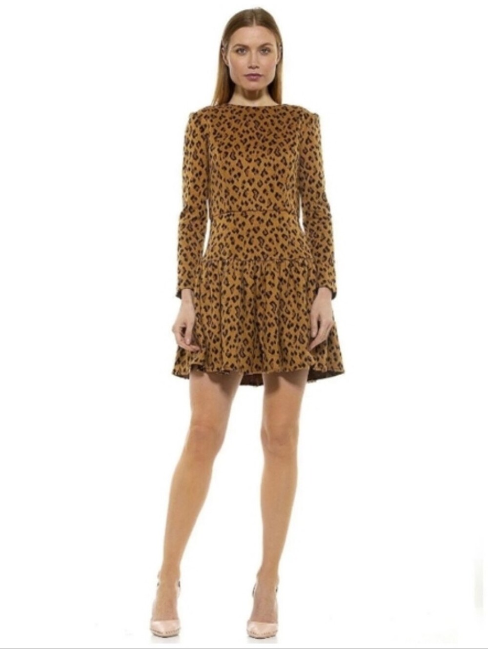 New Alexian Admor Leopard Print Long Sleeve Sweater Dress